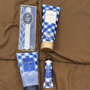 Bath & Bodyworks Blue Gingham Body Care Set
